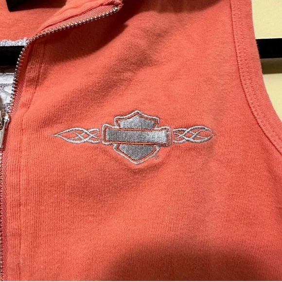 Harley Davidson 1/4 Zip Ocala, FL Sleeveless Collared Top Women S Orange - Picture 2 of 6